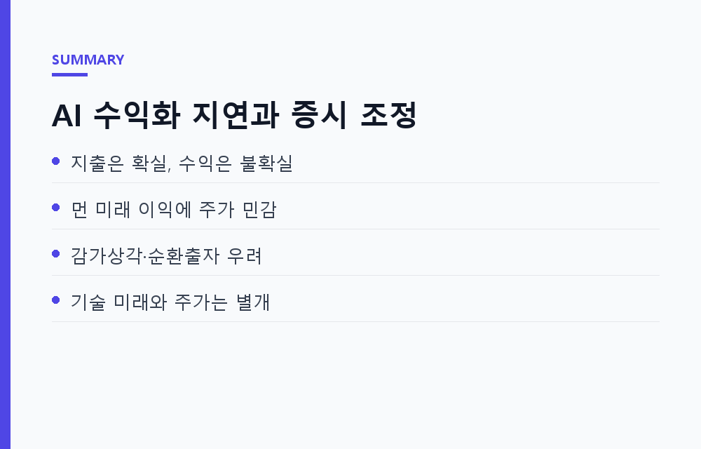 AI 거품론이 흔든 증시: 'AI 수익화 지연' 공포와 반도체 주가 조정의 진짜 원인